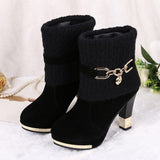 Winter fashion Women's boots high-heeled female boots 2020 winter new thick with shoes frosted wool in the Women's shoes Flock
