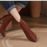 Amozae--  Women   Socks Shoes Pointed Toe Short Boots Ankle   Autumn Casual Thermal High Heej Shoe Winter Fashion Luxury On Heels