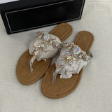 Amozae  2022 Trendy Summer Women's Shoes Large Size Beautiful Crystal Shiny Flat With Female Sandals  Bohemia Back Strap Footwear