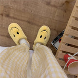 Christmas Gift 2021 Smiley Face Slippers Women Smile Slippers Happy Face Slippers Retro Smiley Face Soft Plush Comfy Warm Slip-on Slippers