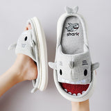 Christmas Gift 2021 Linen Cotton Slippers Thicked Soled Platform Outdoor Slippers  Cute Cartoon Shark Shape Indoor Slippers Designer For Couple