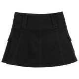 Amozae Aesthetic Harajuku High Waist Mini Skirt Summer Casual A Line Hot Shorts Skirts Women Black White Gothic Kawaii