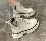 Amozae- Autumn Boots New Style Women Casual Shoes Platform Sneakers PU Leather Shoes Woman High Top White Shoes Tenis Feminino