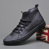 Amozae 2023 Autumn New Men's Fashion Boots Korean Black High Top Shoes Men Wear-Resisting Loafers Designer Leisure Vulcanized shoes