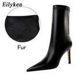 Amozae- 2024 Spring High Quality Soft PU Leather Boots Women Pointed Toe Pumps Heels Fashion Ladies Party Shoes Size 34-40