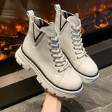 Amozae Autumn Boots New Style Women Casual Shoes Platform Sneakers PU Leather Shoes Woman High Top White Shoes Tenis Feminino