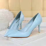 Amozae  Women 7.5cm 10.5cm High Heels Lady Wedding Bridal Scarpins Shoes Luxury Designer Blue Stripper Low Heels Plus Size Fetish Pumps