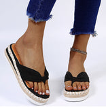 Amozae-Back  To School Outfit   2024 Women Platform Flat Slippers Flip Flops Female Hemp Casual Summer Beach Slides Ladies Fashion Comfort Footwear Plus Size