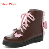 Amozae-- 2024 New Fashion Autumn Winter Ankle Lace Up Boots Big Size 43 Comfy Walking Sweet Lovely Lolita Cossplay Dress Cross Tied Shoes