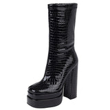 Amozae-  Christmas Gift Female Motorcycle Boots For Women Platform Chunky Heel Fashion   High Quality Boot Platform Chunky Heel Black women's Shoes 06-23