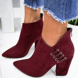 Amozae-New Fashion Women Shoes Ankle    Boots Short Boots High-heel Fashion Pointed Europe Shoes Woman Plus Size 35-43