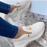 Women Sport Shoes Thick Bottom Solid Ladies Vulcanized Sneakers Casual Wedges Slip On Zipper Shoes Women Platform Sneakers