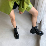 Krazing Pot cow leather brand European thick high heels motorcycles winter shoes plus size rivets keep warm rock ankle boots l95