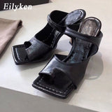 Amozae- 2024 New Design Women Slipper Elegant Square Toe High Heels Sandal Shoes High Quality Outdoor Slip On Dress Shoes