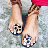 Amozae  2022 Summer Women Ankle Strap Sandals Flat Clip Toe Leopard Beach Ladies Fashion Casual Comfort Female Shoes Plus Size