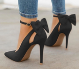 Amozae SHY Bow Pumps Women High Heels Pointed Toe Stiletto Pumps  Party Woman Black Wedding Shoes Zapatos Mujer