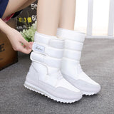 Snow boots women shoes 2021 hook & loop mid-calf women winter boots round toe solid warm plush shoes woman zapatos de mujer