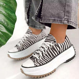 Amozae-Back to College 2024 Women Canvas Shoes Comfort Platform High Top Female Casual Sneakers Fashion Zebra Pattern Lace Up Lady Sports Shoes