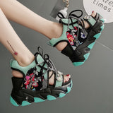 Amozae Brand 2024 New Lady Platform Chunky Sandals Lace Up Buckle Punk  Cool Women's Sandals Open Toe Casual Summer Sports Shoes