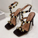 Amozae-2024 Summer Women Fetish 11cm High Heels Lady Rivets Strap Platform Sandals Gladiator Stiletto Heels Sandle Stripper Green Shoes