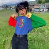 Amozae-  Rainbow Letter Print Oversize Hoodies Women Color Patchwork Long Sleeve Pullove Streetwear Autumn Aesthetic Sweatshirt