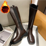 Christmas Gift High Boots Women Zipper Leather Shoes 2021 Autumn Thick Bottom Platform Ladies Knee High Boots Elegant Fashion Female Footwear