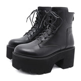 Thanksgiving  Amozae   Women Ankle Boots Round Toe EVA Soft Material Lace-Up Female Short Boots Thick Platform Ladies Shoes Black