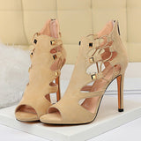 Amozae-2024 Women Fetish Stripper Sandals Ankle Boots 10.5cm High Heels Lace Up Gladiator Gladiator Peep Toe Yellow Summer Blue Shoes