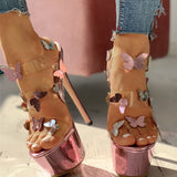 Fetish Extreme High Heels Women Summer Sandals Female Butterfly   Party Wedding bridal Platform Shoes Woman