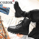 Amozae 2022 Winter New Black Thick Base Cloth Mid-Top Boots Men Fall British Trend Boots Hight-Top Korean Casual Men's Shoes Boots