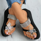 Women Slippers Summer Fashion Ladies Butterfly rhinestone Flat Bohemian Casual Sandals Breathable Beach Shoes Wedges Slippers