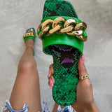 Summer Elegant Women Slippers Fashion New Metal Chain Decoration High Heels Mules Slides Pumps Square Toe Ladies Shoes 2021