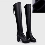 Over The Knee Long Boots For Women Candy Colors Thick Heels Ladies High Boots Soft PU Leather Zipper Shoes Platform Female Boots