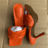 2021 Luxury Design Slides Women 9cm High Heels Mules Fetish Summer Sandals Stiletto Heels Slippers Prom Platform Stripper Shoes