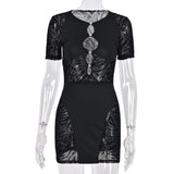 Amozae--hoco dresses  Hirigin Cut Out   Zebra Mesh Transparent Women's Mini Dress For Beach Holiday Night Club Party Bodycon Pencil Short Dresses