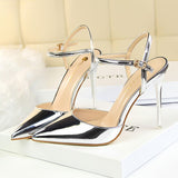 Amozae-Women 10.5cm High Heels Gold Sandals Lady Shiny Leather Stripper Strap Sandles Female Wedding Bridal Prom   Fetish Red Shoes