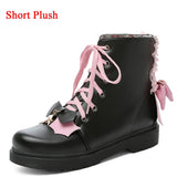 Amozae-- 2024 New Fashion Autumn Winter Ankle Lace Up Boots Big Size 43 Comfy Walking Sweet Lovely Lolita Cossplay Dress Cross Tied Shoes