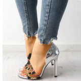 Amozae-2024 Women High Heels Sandals Woman Fashion Summer   Female Peep Toe High-Heeled Shoes Open Toe Ethnic Print Party Sandals