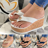 Amozae--Back to College  Sandals Women Wedges Shoes Platform Summer Casual Solid Women Girls Wedges Shoes Slip-On Girls Plus Size Flip Flops