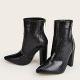 New Women Mid-heel Shoes Boots Chelsea Boots Elegant Side Zipper Color Matching Ankle Boots Square Toe Thick Heel Ladies Shoes