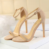 2023 Women 10cm High Heels Flock Stripper Sandals Female Fetish Strappy Red Shoes Lady Valentine Green Summer Classic   Pumps