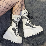 Amozae-Christmas Gift Gilrs Lace Up Buckle Strap Metal Design Platform Wedges Boots Women Sugar Pink Goth Shoes Woman 2024 New Arrivals Sweet Fashion