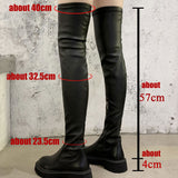 Amozae Brand Design Skidproof Sole Cosy Chunky Heels Fashion Stylish Leisure Cool Add Fur Winter Over The Knee High Boots Shoes Women