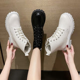 Amozae  Women Ankle Boots Fashion Autumn 2022 Casual Female White Chelsea Booties Punk Gothic Shoes Platform Short Leather Combat Boots