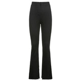 Amozae-  Casual Skinny Elastic High Waist Stretchy Sports Sweatpants Women Trousers Slit Fashion Flared Leggings Joggers 2024