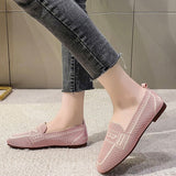 Amozae  Women Round Toe Knitted Fabric Slip-On Loafers 2022 New Ballet Flats Breathable Vulcanized Shoes Driving Sneakers Boat Shoes