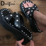 Amozae Brand New Ladies High Platform Gothic Cosplay Slippers Wedges High Heels Summer Women Slippers Outdoor Sandal Slides 1126