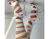 Summer Fashion Women Shoes Bandage Lace-Up Zipper Back Thin Heels Sandals Open Toe   Light Yellow Party Queen Shoes