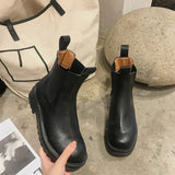 Women Ankle Boots PU Leather Woman Shoes Brand Designer Chelsea Boot Female Platform Slip On Short Boot Lady Fashion Shoe Autumn