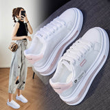 Amozae Fashion Sneakers Women Casual Shoes Fashion Brand White Shoes Thick Sole Women Flats Woman Height Inreasing Shoes 3cm A3457